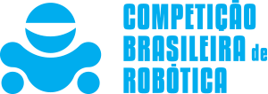 Logotipo azul da Competição Brasileira de Robótica com figura estilizada de robô à esquerda e texto à direita.