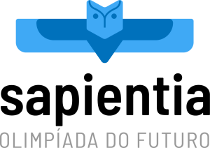 Logotipo da Olimpíada do Futuro com uma coruja azul estilizada sobre fundo branco e texto em letras maiúsculas.