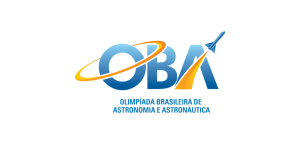 Logotipo da Olimpíada Brasileira de Astronomia e Astronáutica (OBA) com foguete decolando.