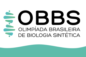 Logotipo da OBBS, Olimpíada Brasileira de Biologia Sintética, com uma hélice de DNA estilizada.