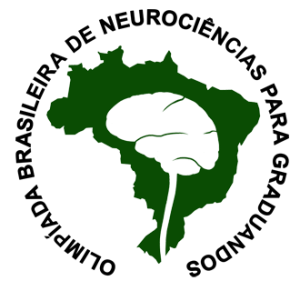 Logotipo da OBNG, Olimpíada Brasileira de Neurociências para Graduandos, com cérebro e mapa do Brasil.