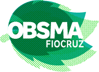Logotipo da OBSMA Fiocruz, com a sigla em branco sobre folhas verdes estilizadas.