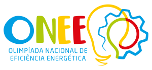 Logotipo da Olimpíada Nacional de Eficiência Energética (ONEE), com letras coloridas e formas de lâmpada e engrenagem.